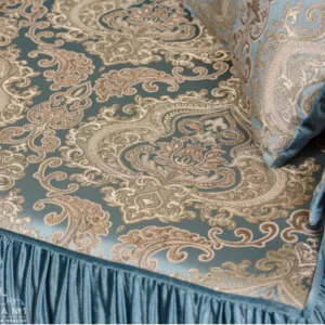 диван "Эсмеральда" 2-х местный раскладывающийся декор "крем" ткань"бирюза"