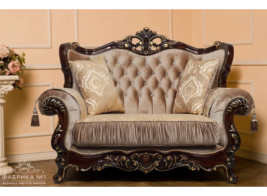 диван "Эсмеральда" 2-х местный раскладной декор "орех" ткань "венеция"