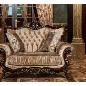 диван "Эсмеральда" 2-х местный декор"орех" ткань "золото"